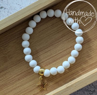 Acryl Perlenarmband GOLDEN STAR snow white
