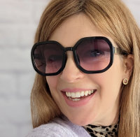 Damen Oversize Sonnenbrille schwarz goldfarben