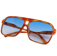 Oversize Sonnenbrille mit Doppelsteg orange blau